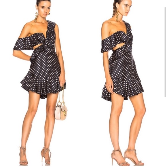 Zimmermann Navy and White Polka Dot Cut Out Mini Dress Size 2 (medium) - Picture 1 of 7